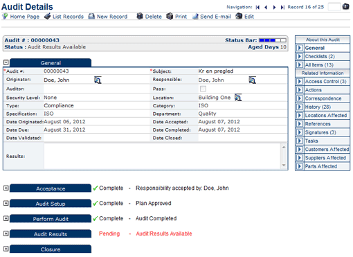 Audit Management Screenshot